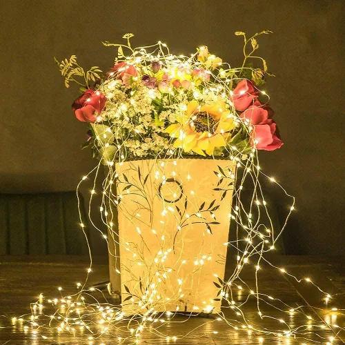 Miniatura 6 de Guirnalda de luces solares para exteriores, 8 modos, 220 luces LED, multihebra, impermeable, regadera, guirnalda de luces para jardín, patio, árbol