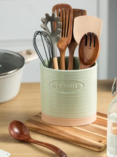 Miniatura 6 de YHOSSEUN Soporte para utensilios de cocina, de cerámica, para encimera de cocina, de 6.7 pulgadas, organizador de utensilios de cocina grande