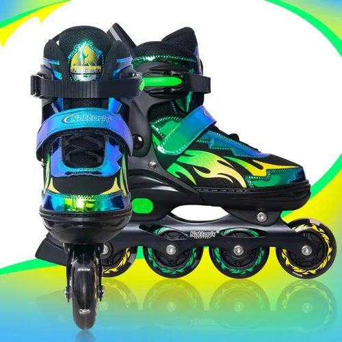 Miniatura 8 de Nattork Patines en línea ajustables para niños y adultos, para interiores y exteriores, con 8 ruedas iluminadas para niños y niñas de 4 a 16 años