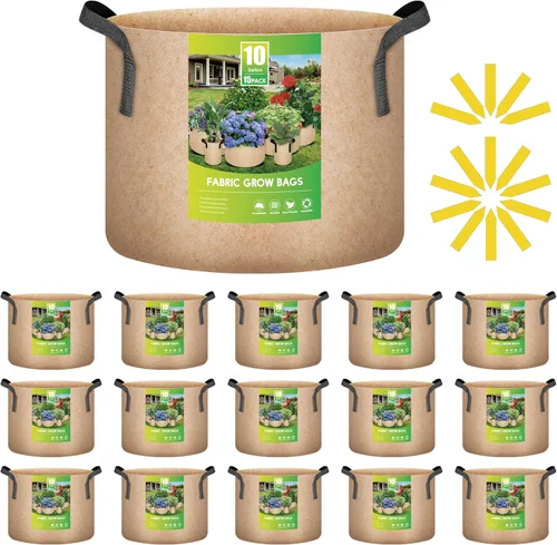 Miniatura 7 de iPower Paquete de 24 bolsas de cultivo de aireación gruesa de 7 galones, macetas de tela no tejida con asas de correa, contenedor para jardinería
