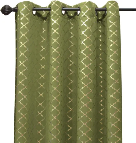 Kashi Home Natalie - Cortina opaca con ojales, estampada, 54 x 84 pulgadas, color salvia/dorado