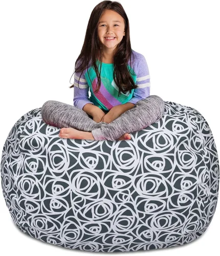 Miniatura 42 de Posh Stuffable Kids Funda de Silla Puf Rellenable para Almacenamiento de Animales de Peluche - Organizador de Juguetes Infantiles, Mediano 27