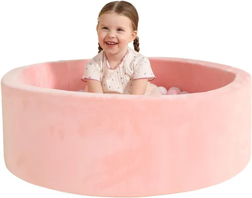 Miniatura 10 de TRENDBOX Piscina de pelotas de espuma para niños pequeños, 35x11 pulgadas, piscina de bolas suave para bebés con cubierta de terciopelo lavable