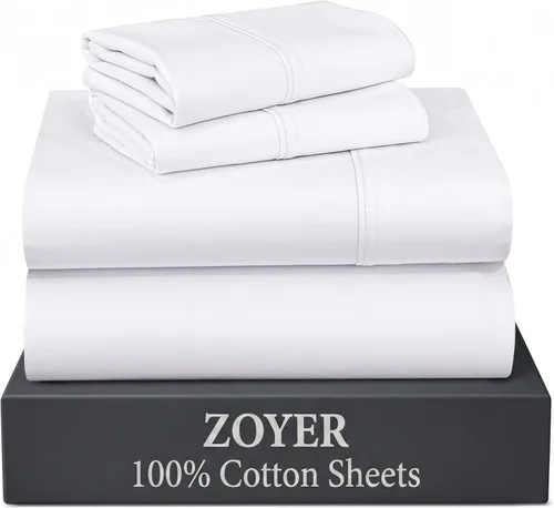 Miniatura 22 de ZOYER Sábanas de percal 100 % algodón tamaño King, refrescantes y transpirables para personas que duermen con calor, ropa de cama crujiente