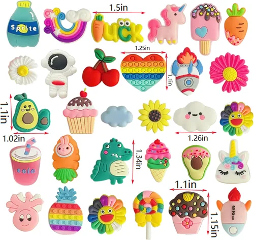 Miniatura 2 de monochef Dijes para zapatos para niñas y adolescentes paquete de 30 dijes de decoración de zapatos al azar, dijes de unicornio para zapatos