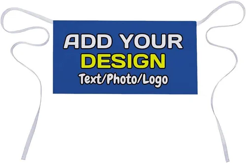 Miniatura 37 de Delantal de cintura personalizado con 3 bolsillos para añadir foto, texto, logotipo, nombre, camarera