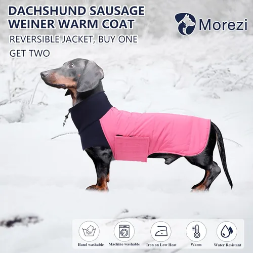 Miniatura 2 de Abrigo de perro salchicha para perro salchicha Corgi Weiner reversible, abrigo de invierno acolchado con forro de algodón de cuello alto para perro
