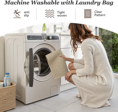 Miniatura 5 de AMOAMI Tapete de baño fino, súper absorbente, antideslizante, parte trasera de goma, tapetes de baño para baño, secado rápido, superficie