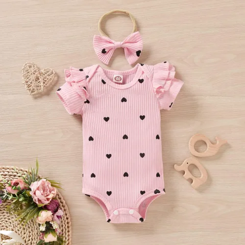 Miniatura 3 de Aalizzwell Traje de primavera y verano de manga corta acanalada para bebé niña