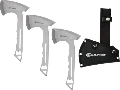 Smith & Wesson Productos de lanzamiento Bullseye con diseño de acero inoxidable de tang completo y fundas protectoras de nylon para recreación y