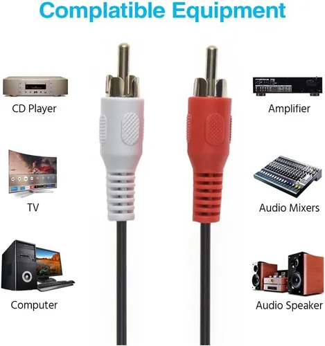 Miniatura 4 de Cable de audio RCA macho a macho de 12 pies (2 conectores blanco/2 rojos), CNE467004