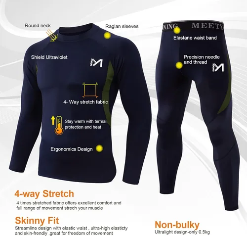 Miniatura 2 de MEETYOO mens Thermal Underwear for Men,men's Base Layer,2 Sets Long Johns Lined With Hunting GearBase Layer Set
