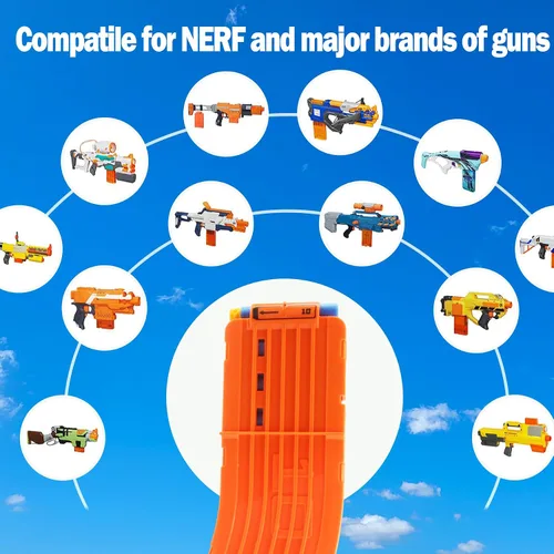 Miniatura 2 de BOROLA 10 dardos curvados cargador cargador clip de recarga rápida compatible con Nerf Elite (naranja, 3 piezas)