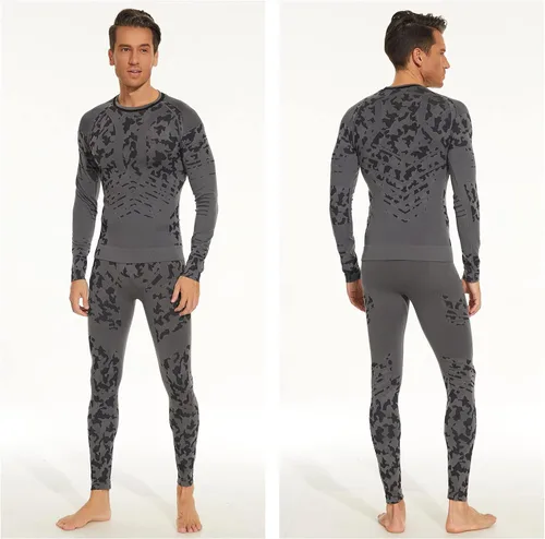 Miniatura 2 de Ropa interior térmica para hombre conjunto de pantalones largos de compresión de esquí capa base parte superior equipo para clima frío