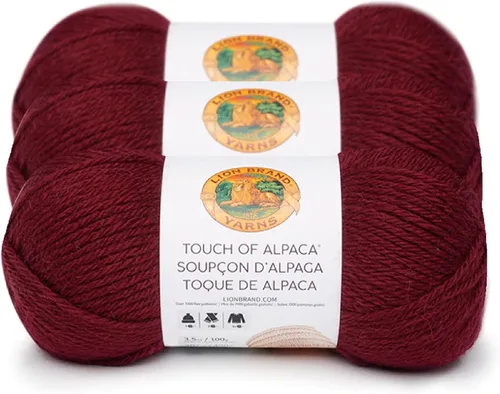 Miniatura 36 de Lion Brand Yarn (1 madeja) Hilo Touch of Alpaca, Carmesí