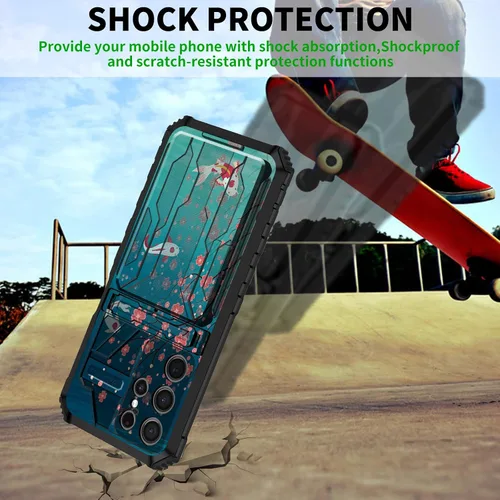 Miniatura 3 de Funda tipo cartera para Samsung Galaxy S22 Ultra con soporte para tarjeta de crédito y soporte de doble capa de policarbonato duro de PC suave TPU a
