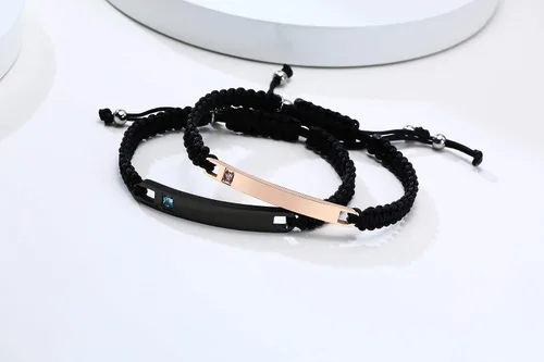 Miniatura 5 de MEALGUET - Pulseras magnéticas personalizadas para parejas de atracción mutua, pulseras de identificación trenzadas con nombre, conjunto de pulseras