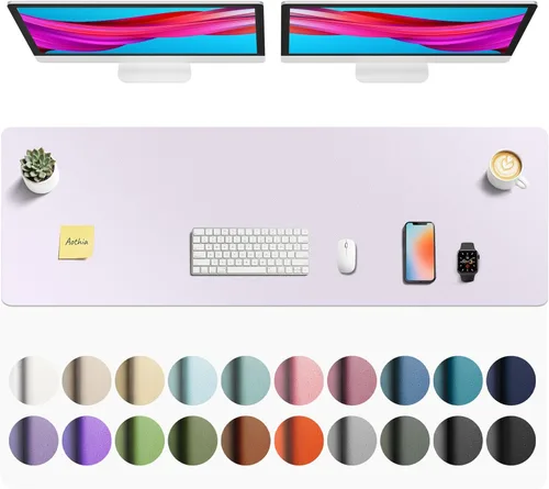 Miniatura 111 de Aothia - Protector de escritorio de cuero sintético, base para mouse, superficie antideslizante e impermeable para escribir y para laptop