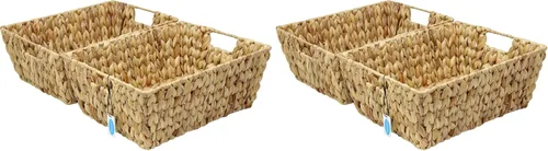 Miniatura 8 de Casaphoria Cestas cuadradas de almacenamiento de jacinto irregular, cesta de jacinto de agua tejida a mano natural, cestas rectangulares duraderas