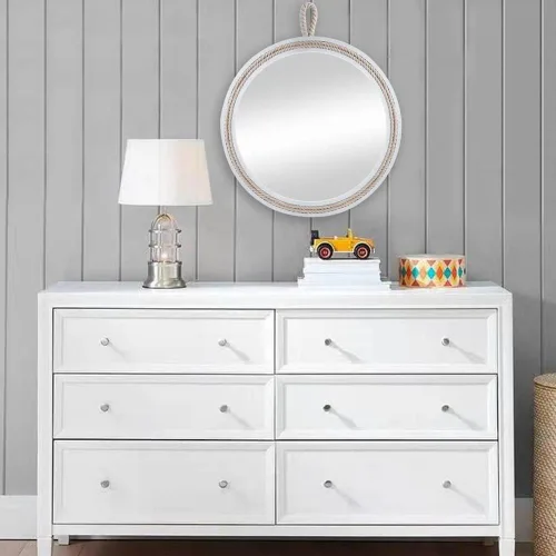Miniatura 7 de Espejo decorativo pequeño de 11.4 pulgadas, espejo colgante redondo para pared, espejo de cuerda náutica para baño, oficina, sala de estar, todas