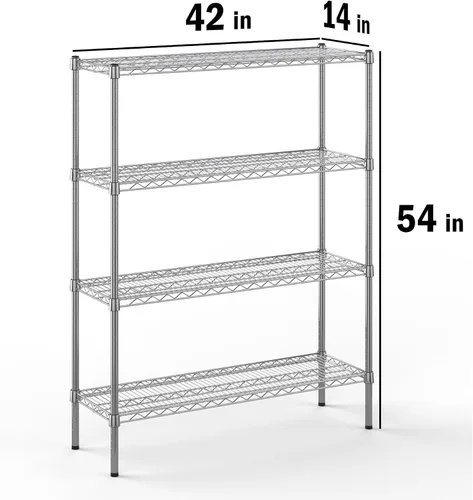 Miniatura 2 de Kit de estantería de alambre cromado de 4 niveles de 14 pulgadas de profundidad x 42 pulgadas de ancho x 54 pulgadas de alto Unidad de estante