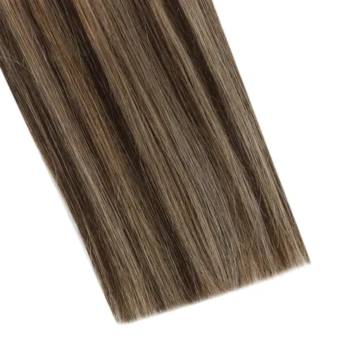 Miniatura 9 de Ugeat - Extensiones de cabello humano con cinta adhesiva, color marrón, extensiones de cabello humano, color marrón oscuro a rubio caramelo, Cinta