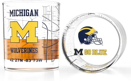 Miniatura 52 de Greenline Goods – Vasos de Whiskey de la Universidad Estatal de Michigan Spartans (Set de 2), 10 oz – Logo de Color Completo + Mapa del Campus