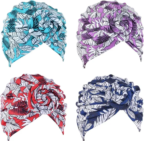 6 piezas de turbante para mujer, turbantes para la cabeza para mujer, turbantes preatados con nudo torcido para mujer