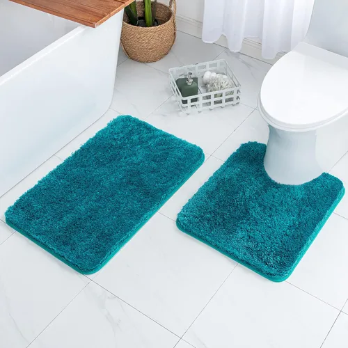 Miniatura 101 de MIULEE Juego de 2 alfombras de baño antideslizantes peludas extra gruesas y suaves, alfombrillas de baño de microfibra suave absorbente de agua