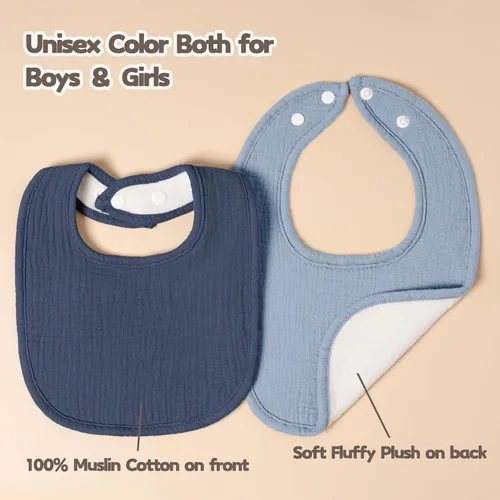 Miniatura 4 de Susurration Baberos de muselina para bebé 8 paquetes, baberos tipo bandana, baberos ajustables suaves cuadrados para babeo de bebé unisex para niñas