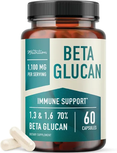 Suplemento beta glucano de 1100 mg para apoyo a la inmunidad, la piel y el intestino | Fórmula extra fuerte 1,3D y 1,6 beta-glucanos | 85%