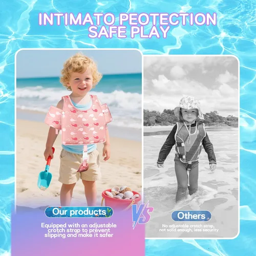 Miniatura 4 de Chaleco de natación para niños pequeños, flotadores para niños de 20 a 66 libras, chaleco de natación para niños pequeños que aprenden a nadar, Rosa