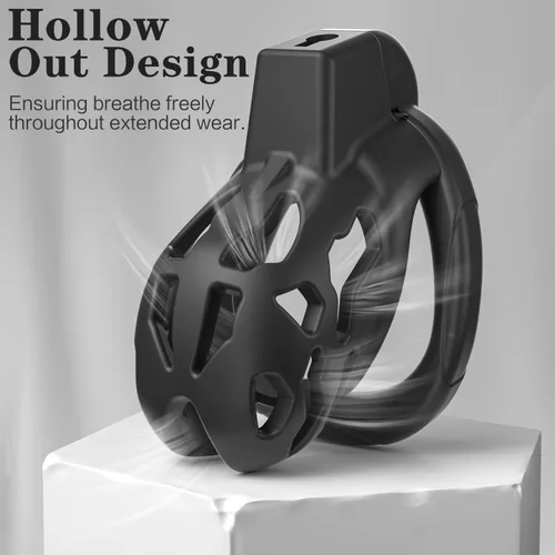 Miniatura 3 de Jaula de castidad masculina, dispositivos de castidad pequeños con anillos de 5 tamaños y bloqueo invisible para hombre, equipo de bondage