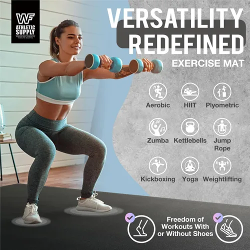 Miniatura 6 de WF Athletic Supply Premium Grandes Esterillas de Piso para Ejercicio, 7 MM de Espesor, Esterillas de Entrenamiento para Gimnasio en Casa, Gruesas