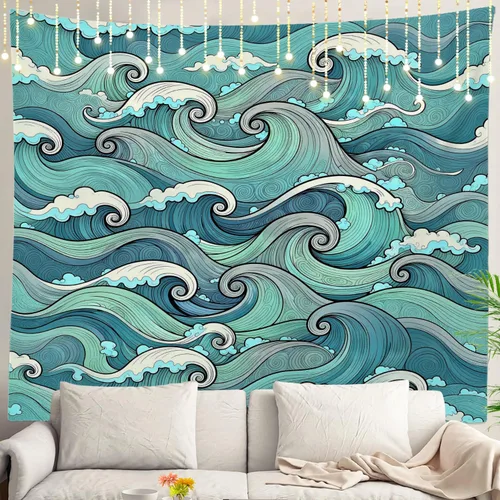 Miniatura 106 de Shrahala Tapiz de pared con paisaje de lago de otoño, bosque amarillo, para colgar en la pared, tapiz grande, decoración de fibra de poliéster