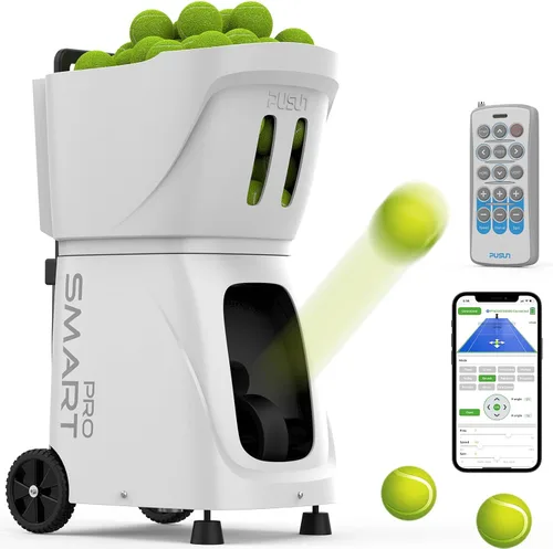 Miniatura 9 de PT-Smart Pro - Máquina de pelotas de tenis, lanzador de pelotas de tenis de pádel con control de aplicación/control remoto/iWatch, capacidad de 115