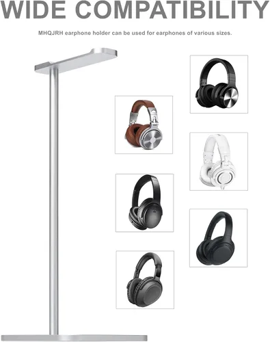 Miniatura 4 de Soporte de auriculares para escritorio, soporte de auriculares de aluminio con base pesada y almohadilla antideslizante, soporte de auriculares