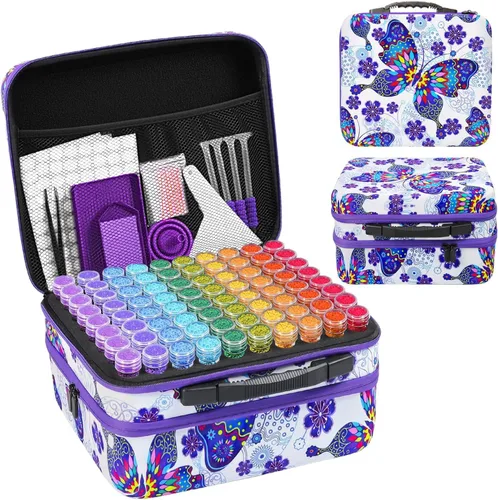 Miniatura 25 de ZORETCO Contenedores de almacenamiento de pintura de diamantes, 60 ranuras, kits de pintura de diamantes, accesorios y herramientas de pintura