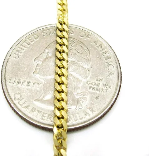Miniatura 4 de Giorgio Bergamo Cadena cubana Miami de oro amarillo de 14 quilates de 0.039 in a 0.098 in, paño de microfibra gratis, collar de eslabones