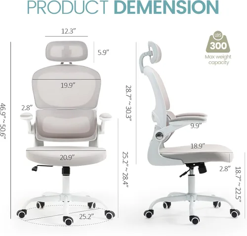 Miniatura 2 de Yilaywain - Silla ergonómica de oficina, silla de escritorio para oficina en casa con reposacabezas ajustable, silla de computadora de respaldo alto