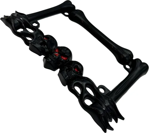 Miniatura 2 de Marco de matrícula de motocicleta de calavera resistente, se adapta a placas estándar de 7 x 4 pulgadas, compatible con Cruiser, Dual