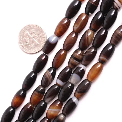 Miniatura 18 de GEM-Inside Stripe Botswana ágata cuentas sueltas naturales de 0.394 x 0.551 in Bronw Olivary Crystal Energy Stone Power para hacer joyas de 15