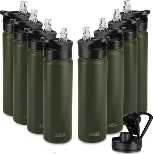 Miniatura 79 de HASLE OUTFITTERS Botella de agua aislada de 22 onzas, botella de agua de acero inoxidable de doble pared, boca ancha con tapa de popote y tapa