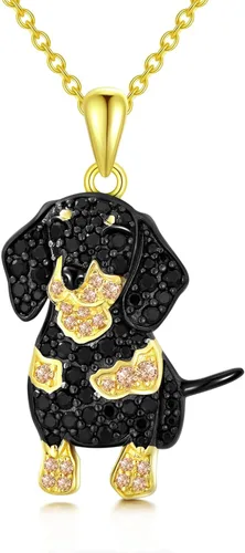 Miniatura 92 de Collares con colgante de perro de plata de ley S925 – 24 razas corgi/husky/labrador/pastor para mujer