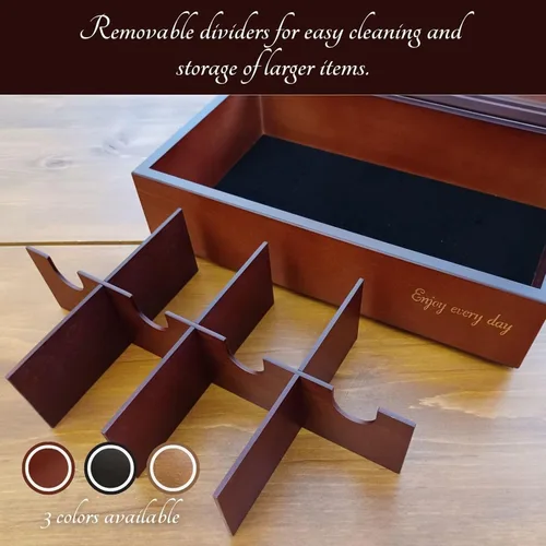 Miniatura 6 de BJOYFUL&LOVED BJL Organizador de bolsitas de té, caja de té de madera con 8 compartimentos, soporte de gran capacidad para almacenamiento, Negro