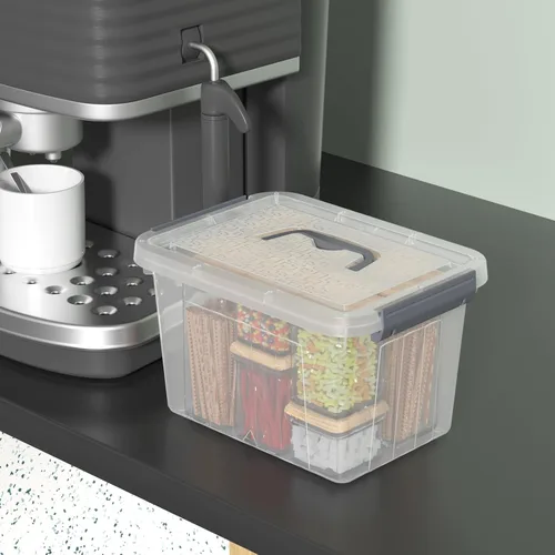 Miniatura 6 de Caja de almacenamiento transparente pequeña de 3.5 cuartos de galón con asa, pequeños contenedores de plástico con tapas, 6 paquetes