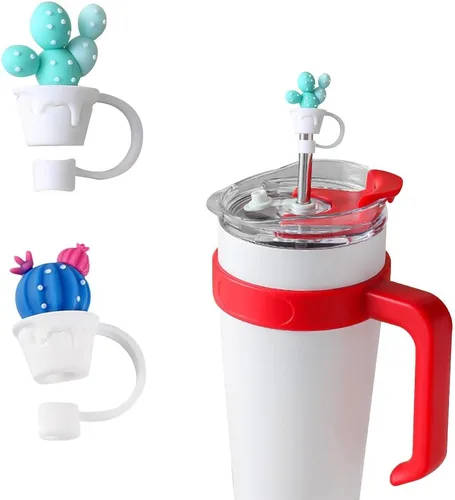 Miniatura 13 de WELTAZ Juego de 2 fundas de paja de manzana para Stanley Cup, color rojo, 0.394 in de diámetro, aptas para lavavajillas, fundas reutilizables