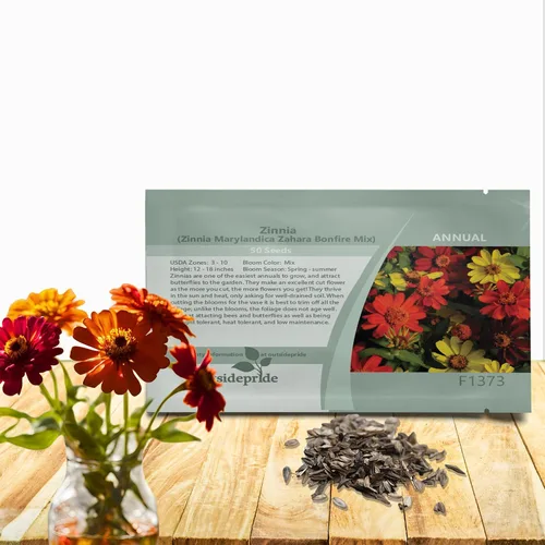 Outsidepride - Zinnia Elegans, 50 semillas anuales, Marylandica Zahara Bonfire Flower Seed Mix, mezcla de semillas de flores para plantar