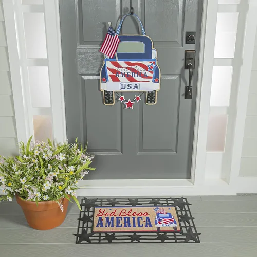 Miniatura 10 de Evergreen Flag Juego de 4 unidades patrióticas para interiores y exteriores, para colgar puertas, decoración de puerta para camión, marco e inserto