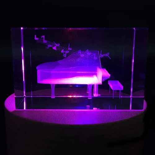 Miniatura 5 de Piano pisapapapeles 3D grabado con láser en cubo de cristal para graduación, Navidad, cumpleaños, día de San Valentín